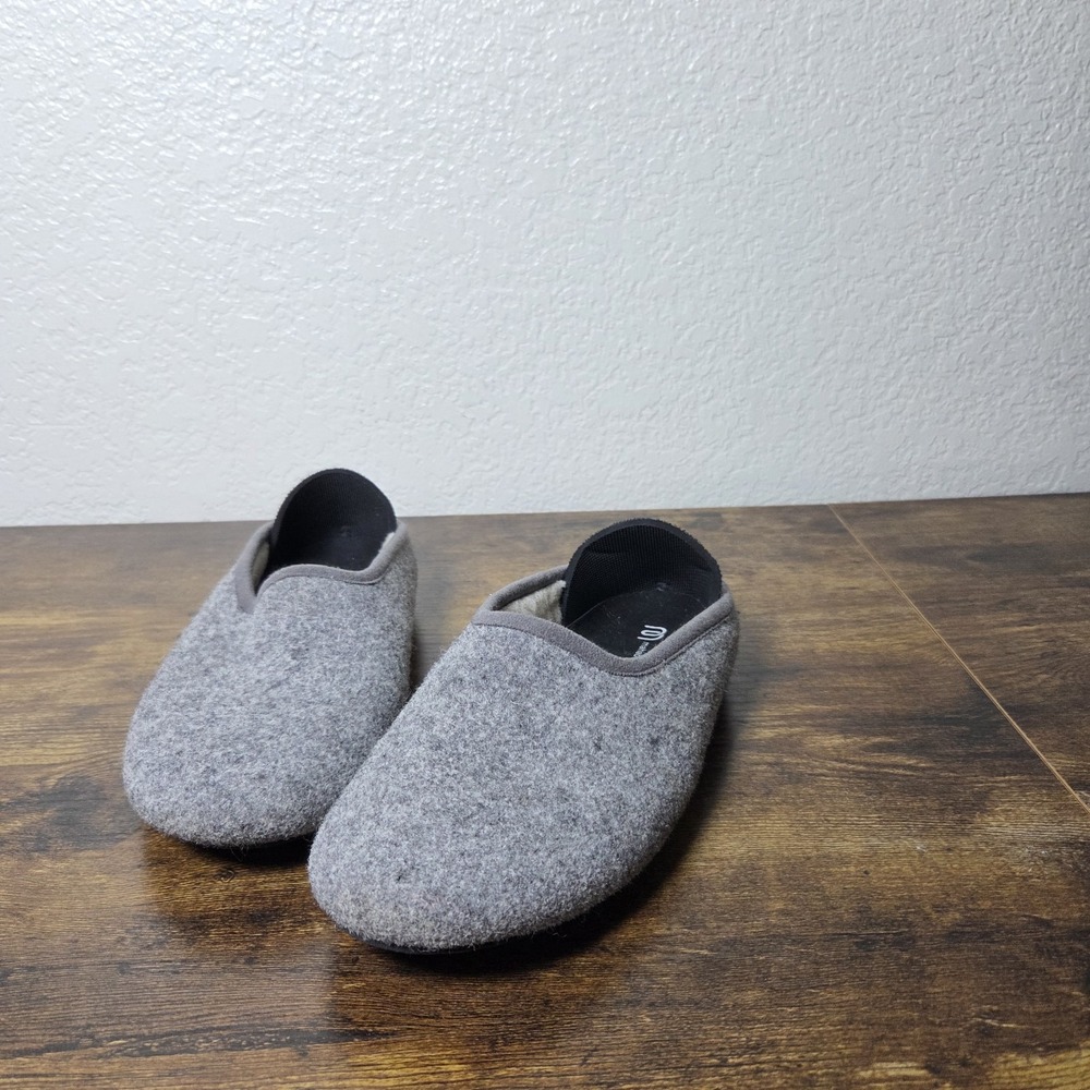Mahabis Classic Slippers Womens EU 37 US 7 Grey Wool Felt Collapsible Heel House